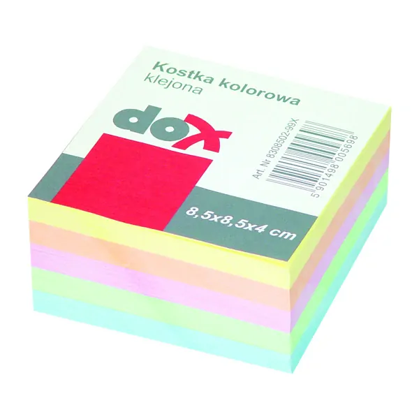 Poznámková kostka, lepená, pastel mix