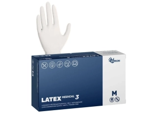 Rukavice LATEX FIT M 100 ks, pudrované, bílé
