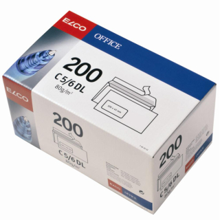 Obálky DL ELCO s odtrhávacím proužkem, okno vlevo - BOX 200 ks